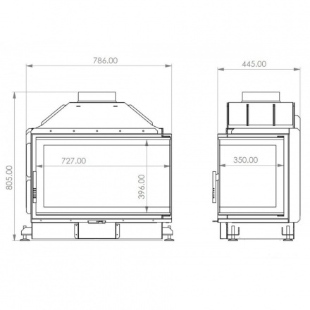 Каминная топка A. CAMINETTI QUATTRO 70 L OPEN SIDE