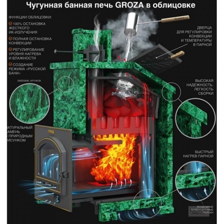 Печь для бани Гроза 24(М) Президент Змеевик чугун