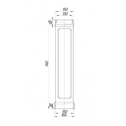 Стартовый дымоход ProMetall D 130 L 740 серый цвет