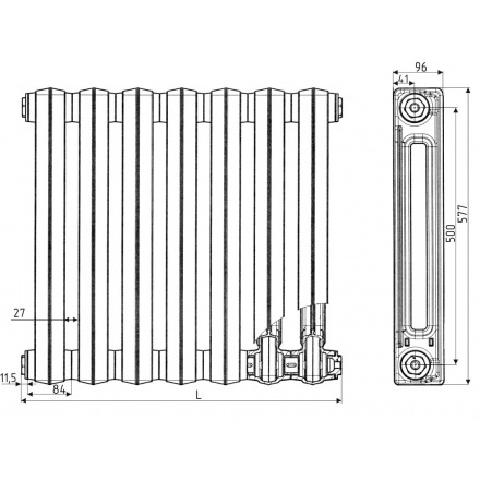Радиатор чугунный РС-100-1,0 4 секции