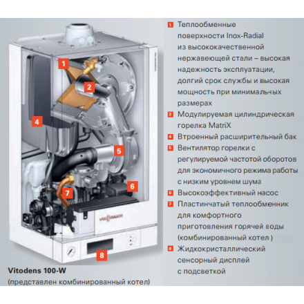 Газовый конденсационный котел Viessmann Vitodens 100-W 35 кВт двухконтурный