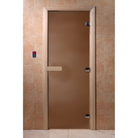 Дверь для бани стеклянная Doorwood Теплое утро 1900x700 б/ц матовое (стекло 8 мм, 3 петли)