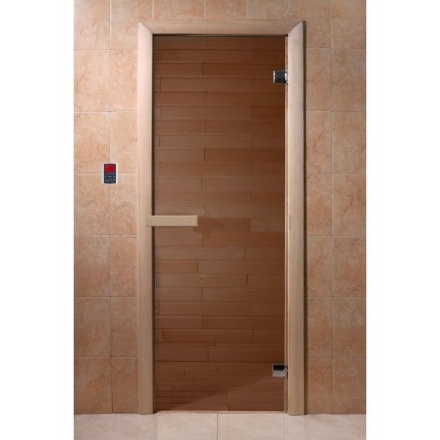 Дверь для бани Doorwood Бронза 1800x700 мм (коробка хвоя, стекло 6 мм, 2 петли)
