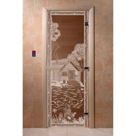Дверь для бани Doorwood Бронза 2000x800 (стекло 10 мм, 3 петли)