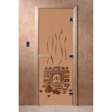 Дверь для бани Doorwood Бронза матовая 2000x800 (стекло 10 мм, 3 петли)