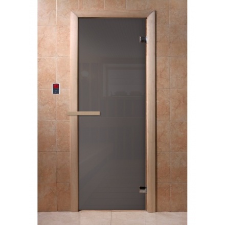 Дверь для бани Doorwood Графит 1900x700 мм (коробка хвоя, стекло 6 мм, 2 петли)