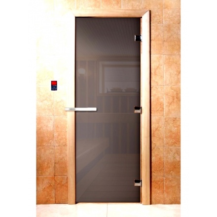 Дверь для сауны Doorwood Сумерки Графит прозрачный 1900x700 (стекло 8 мм, 3 петли)