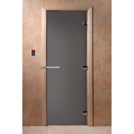 Дверь в баню и сауну Doorwood Затмение Графит матовый 1900x700 (стекло 8 мм, 3 петли)