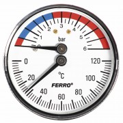 Термоманометр аксиальный 63 мм 0-6 бар Ferro TM63A