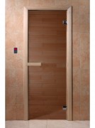 Дверь для бани Doorwood Бронза 1800x700 мм (коробка хвоя, стекло 6 мм, 2 петли)