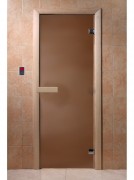 Дверь для бани стеклянная Doorwood Бронза матовая 1800x700 (хвоя, стекло 6 мм, 2 петли)