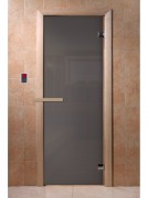 Дверь для бани Doorwood Графит 1900x700 мм (коробка хвоя, стекло 6 мм, 2 петли)