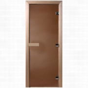 Дверь для бани Doorwood Теплая ночь 1800x700 мм (коробка листва, стекло 8 мм, 3 петли)