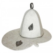 Банный набор (шапка и коврик) из белого войлока Б1601