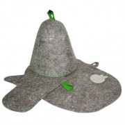 Банный набор (шапка, рукавица, коврик) войлок серый Б16-1